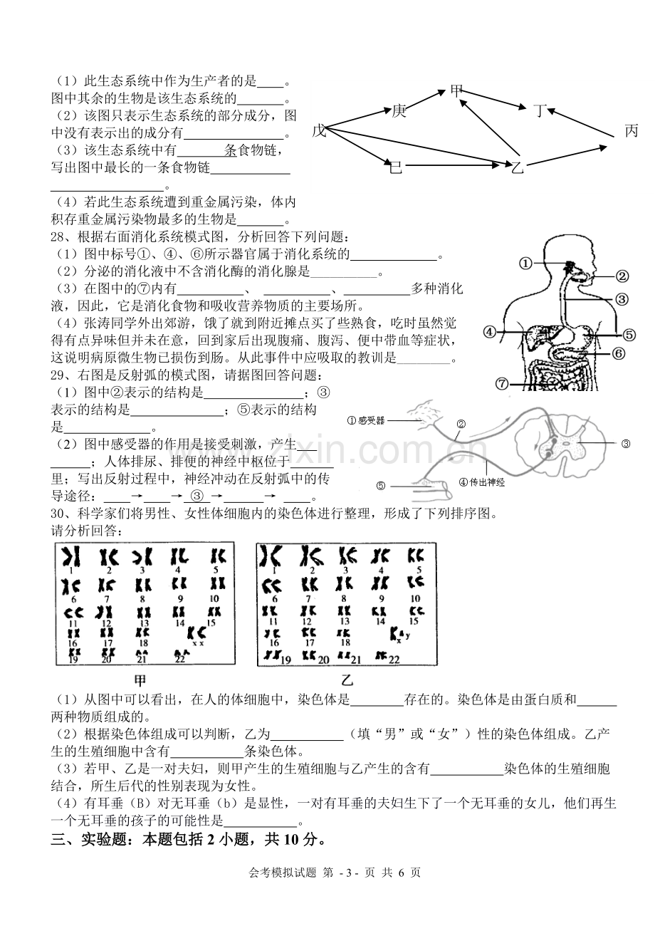 八年级生物会考模拟试题(含参考答案).doc_第3页