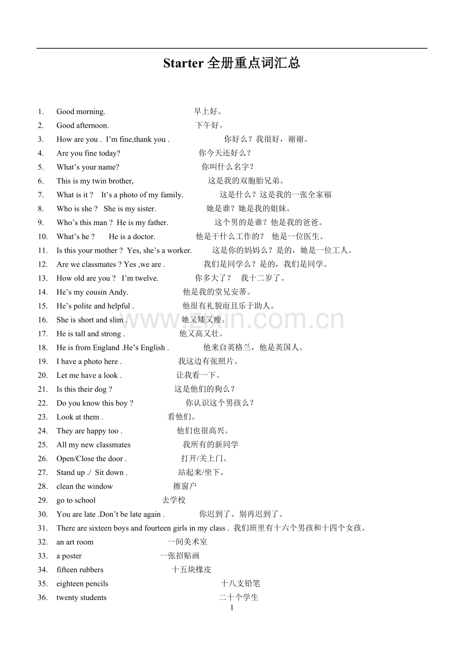 七年级英语上册重点词汇句型汇总.doc_第1页