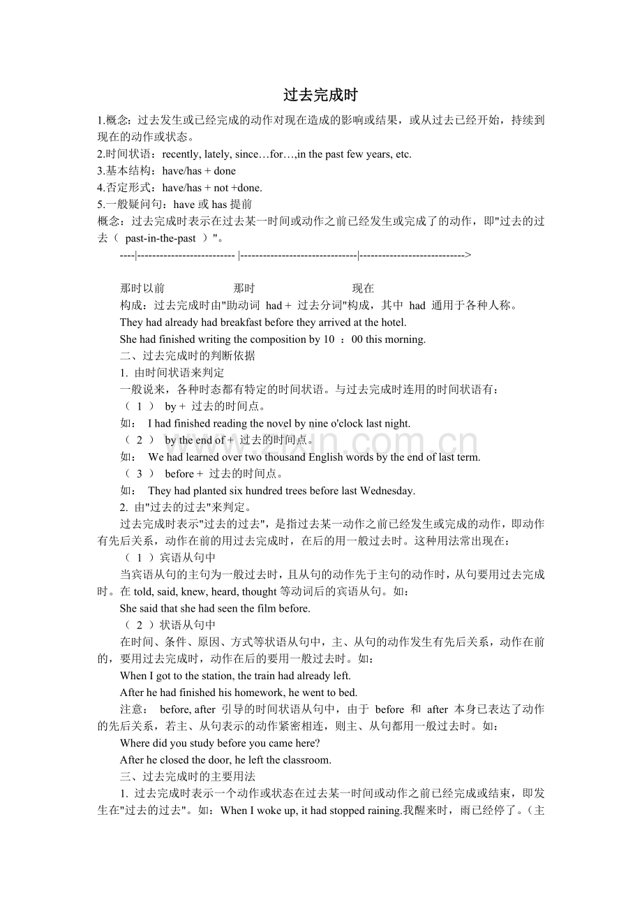 过去完成时讲解及练习题.doc_第1页