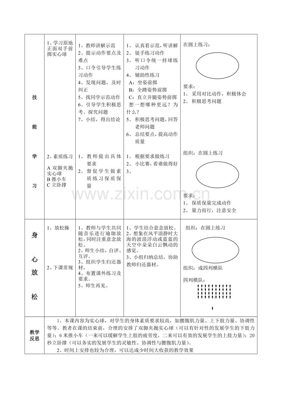 原地正面双手头上前掷实心球教案.doc_第2页