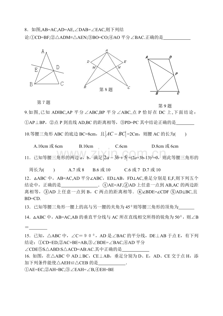 全等三角形、等腰三角形提高题.doc_第2页