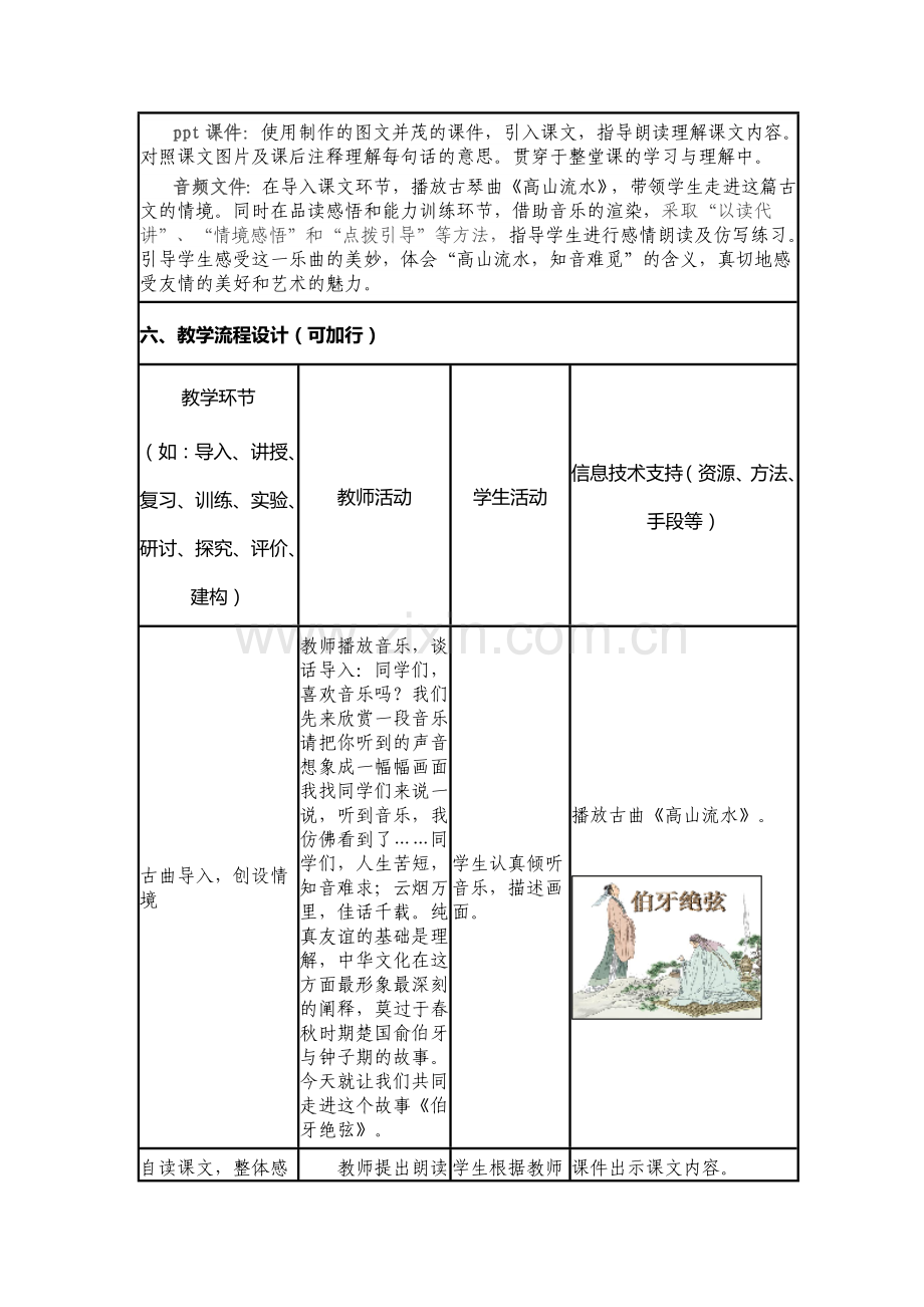 《伯牙绝弦》信息化教学设计模板.doc_第2页