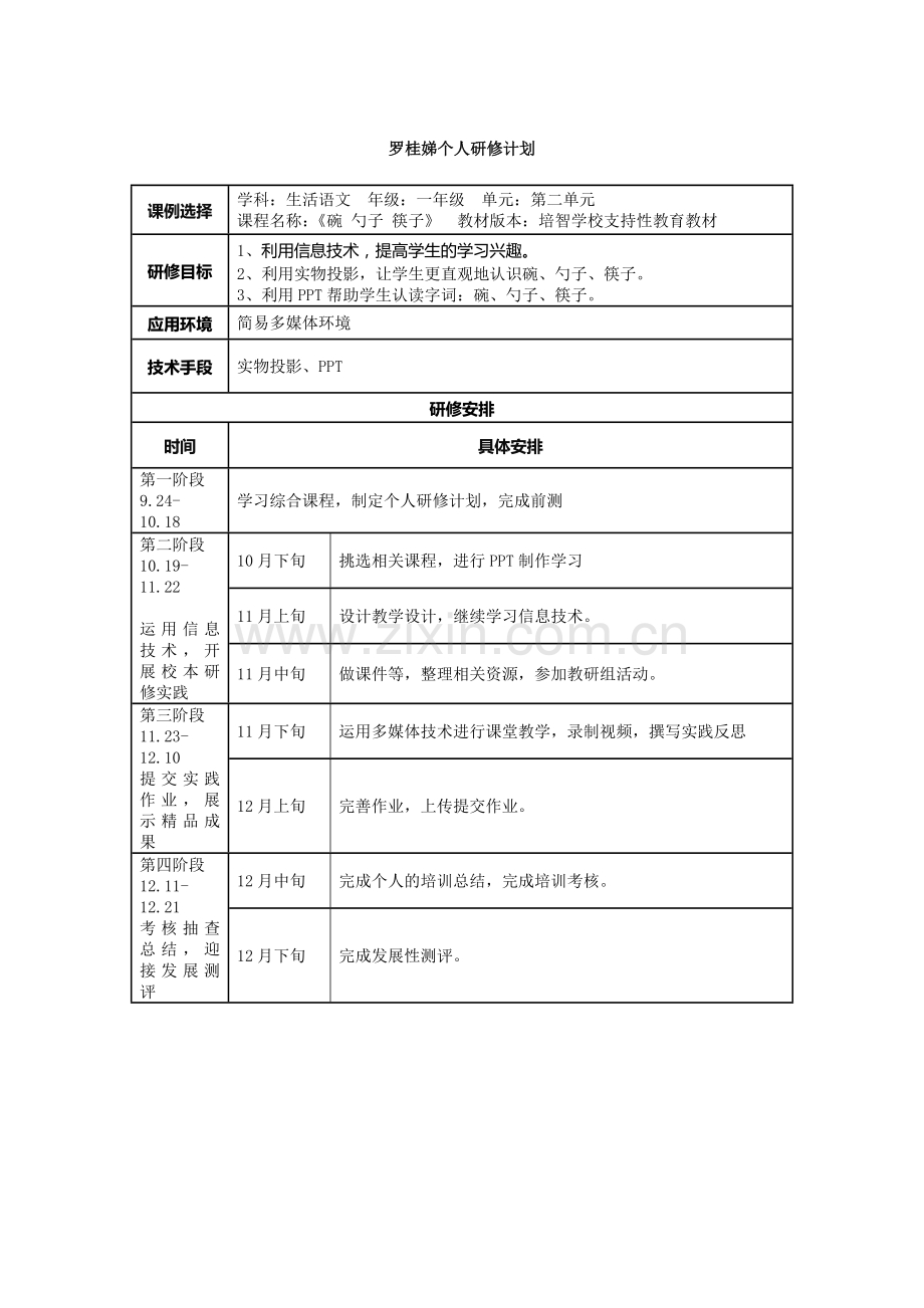 罗桂娣个人研修计划.docx_第1页