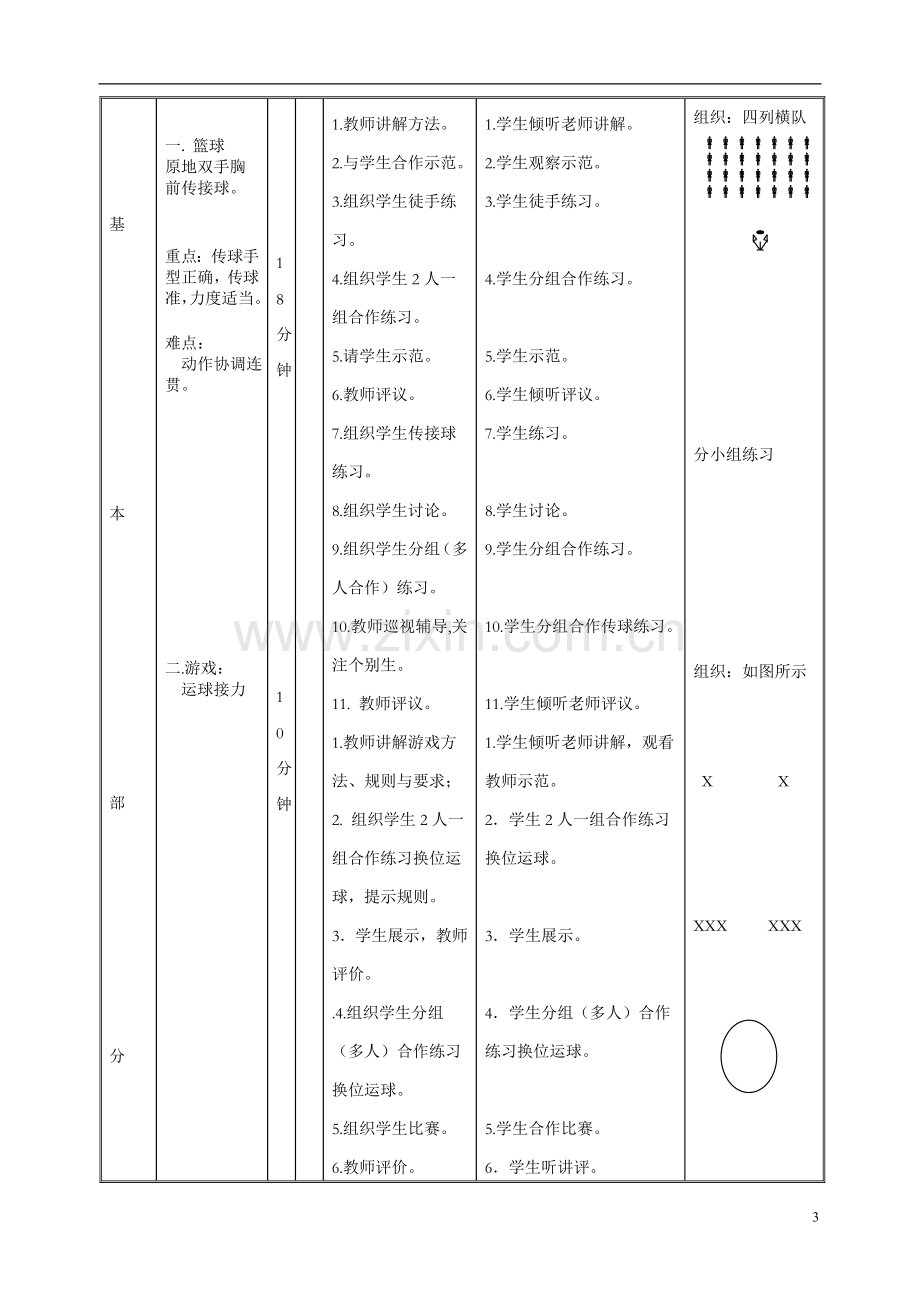 《原地双手胸前传接球》教学设计.doc_第3页