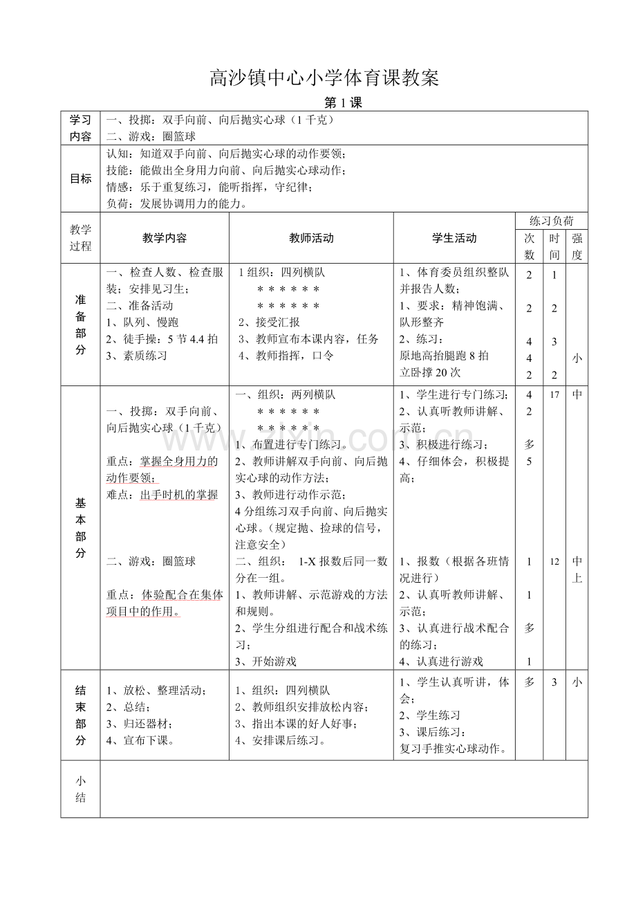 苏教版六年级体育全册教案.doc_第1页