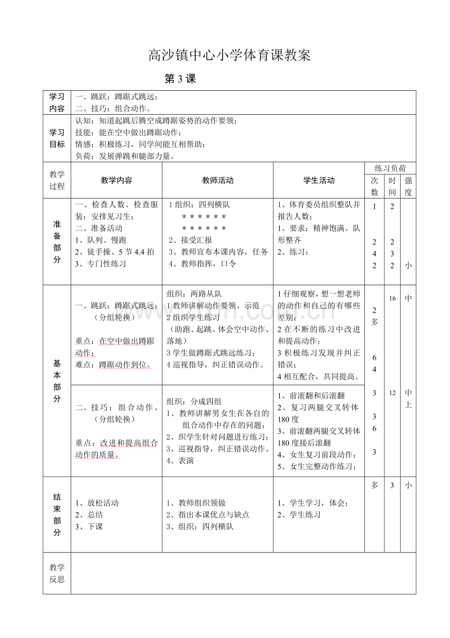 苏教版六年级体育全册教案.doc_第3页