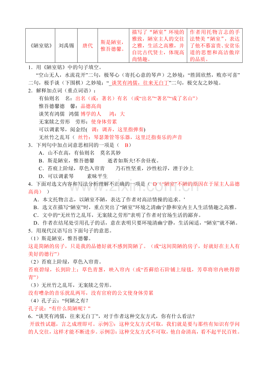 (部编)初中语文人教七年级下册《陋室铭》课后巩固练习.doc_第2页