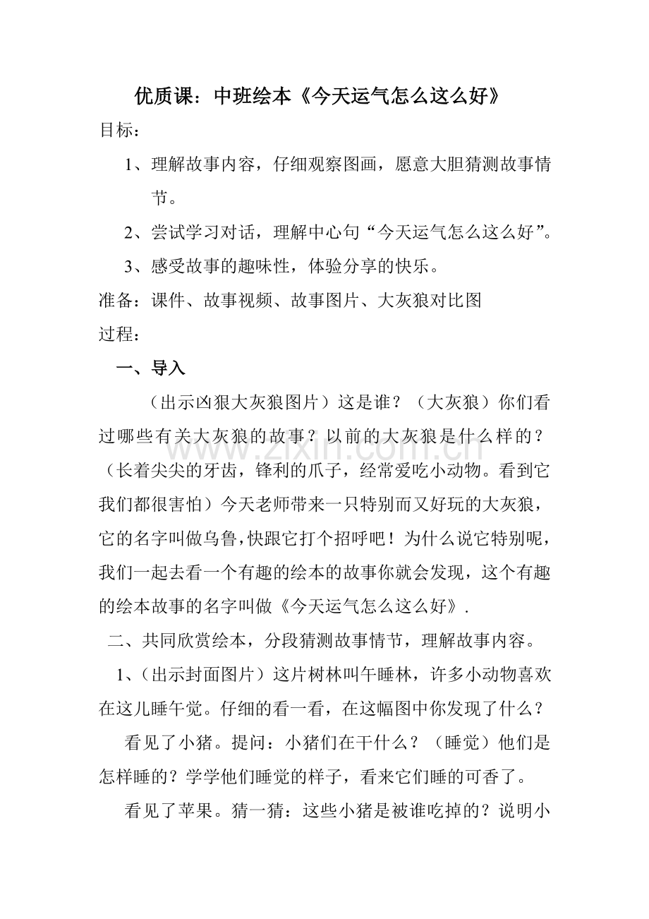 中班绘本《今天运气怎么这么好》教案.doc_第1页