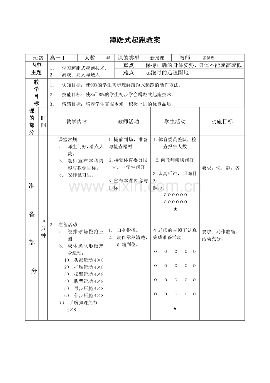 初中蹲踞式起跑教案.doc_第1页