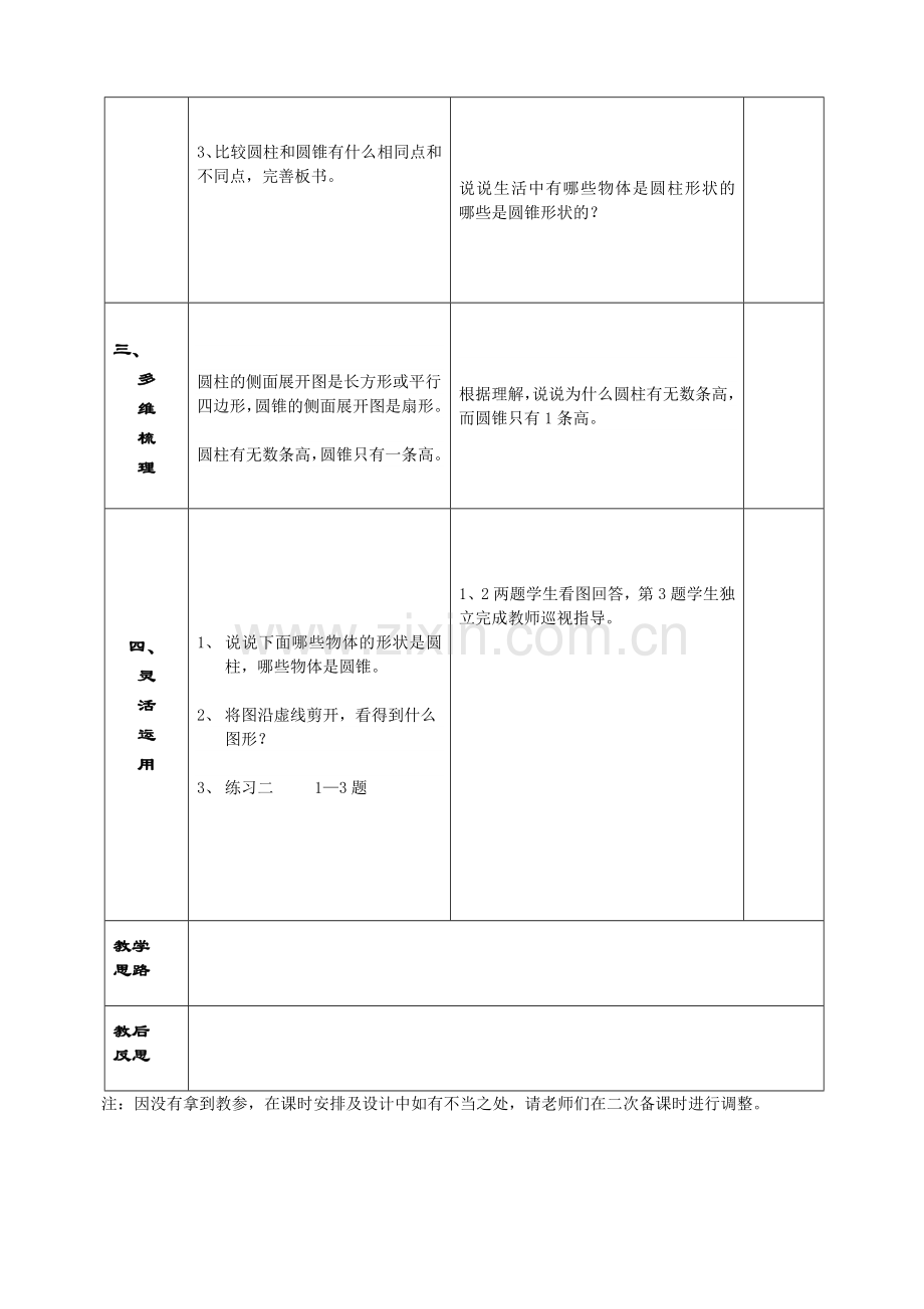 《圆柱与圆锥》教学预案.doc_第2页