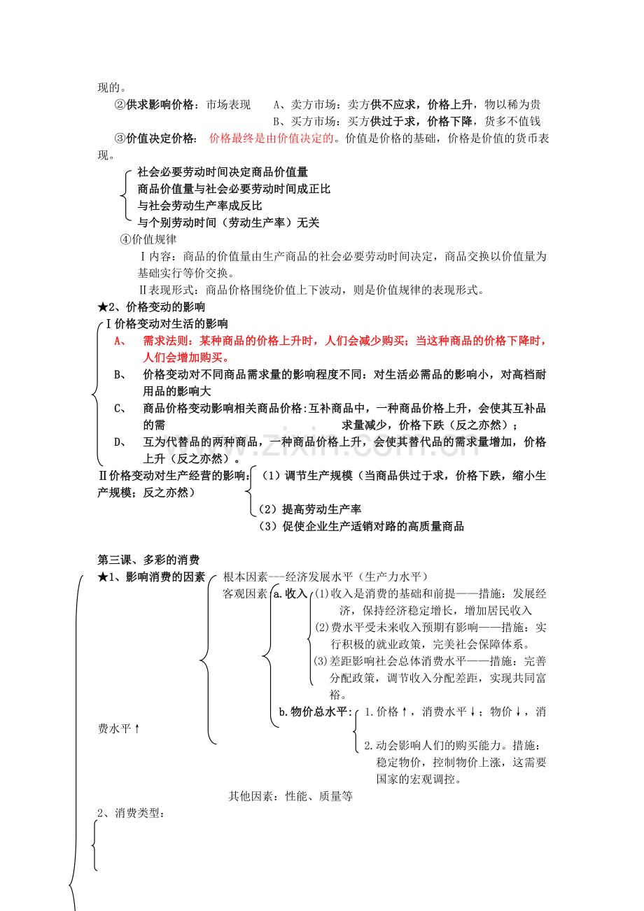 高中政治必修一经济生活第一单元知识结构图.doc_第3页