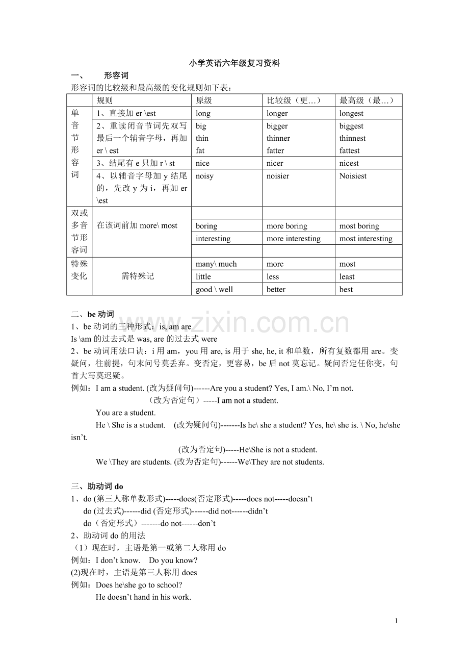 湘少版小学英语毕业复习资料.doc_第1页