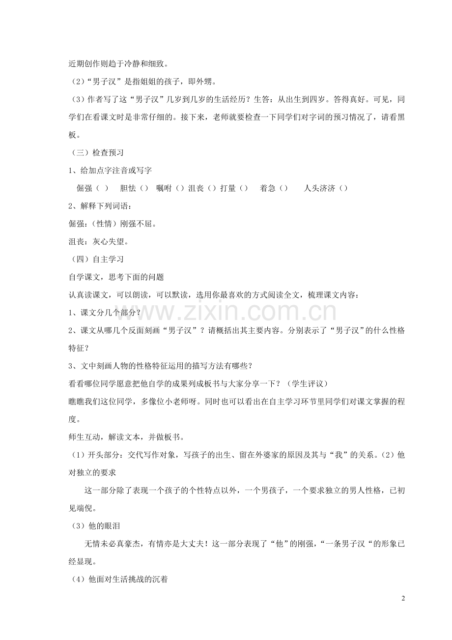 我们家的男子汉教学设计.doc_第2页