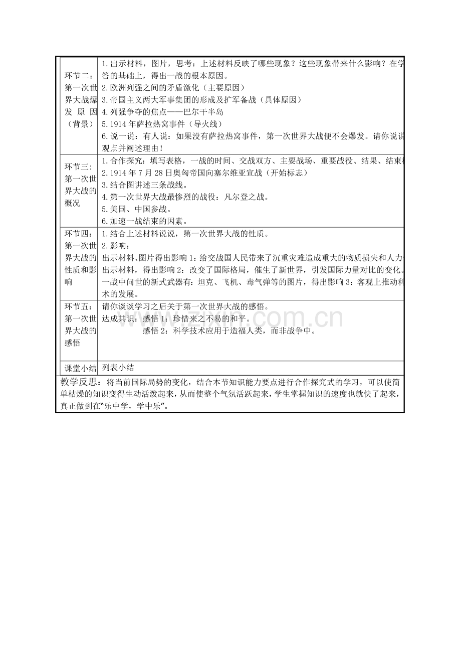 第一课世界的格局与第一次世界大战教案.doc_第2页