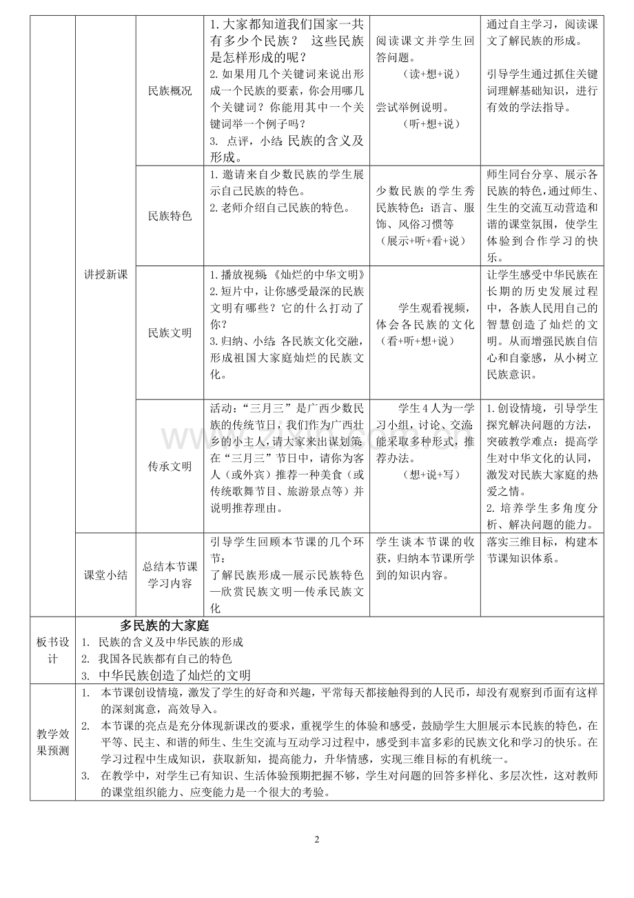 湘师大版八下第三单元第一节多民族的大家庭教案.docx_第2页