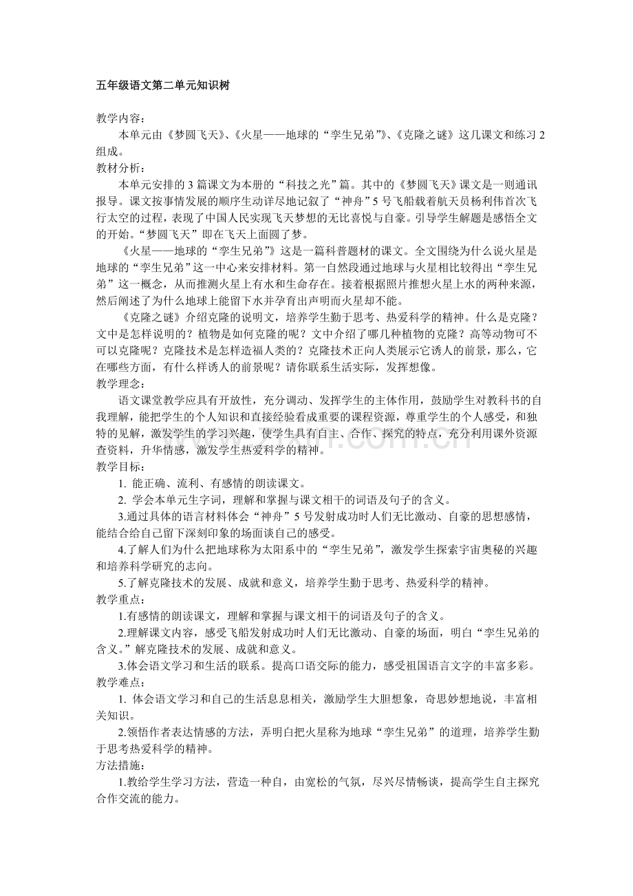 五年级语文第二单元知识树.doc_第1页