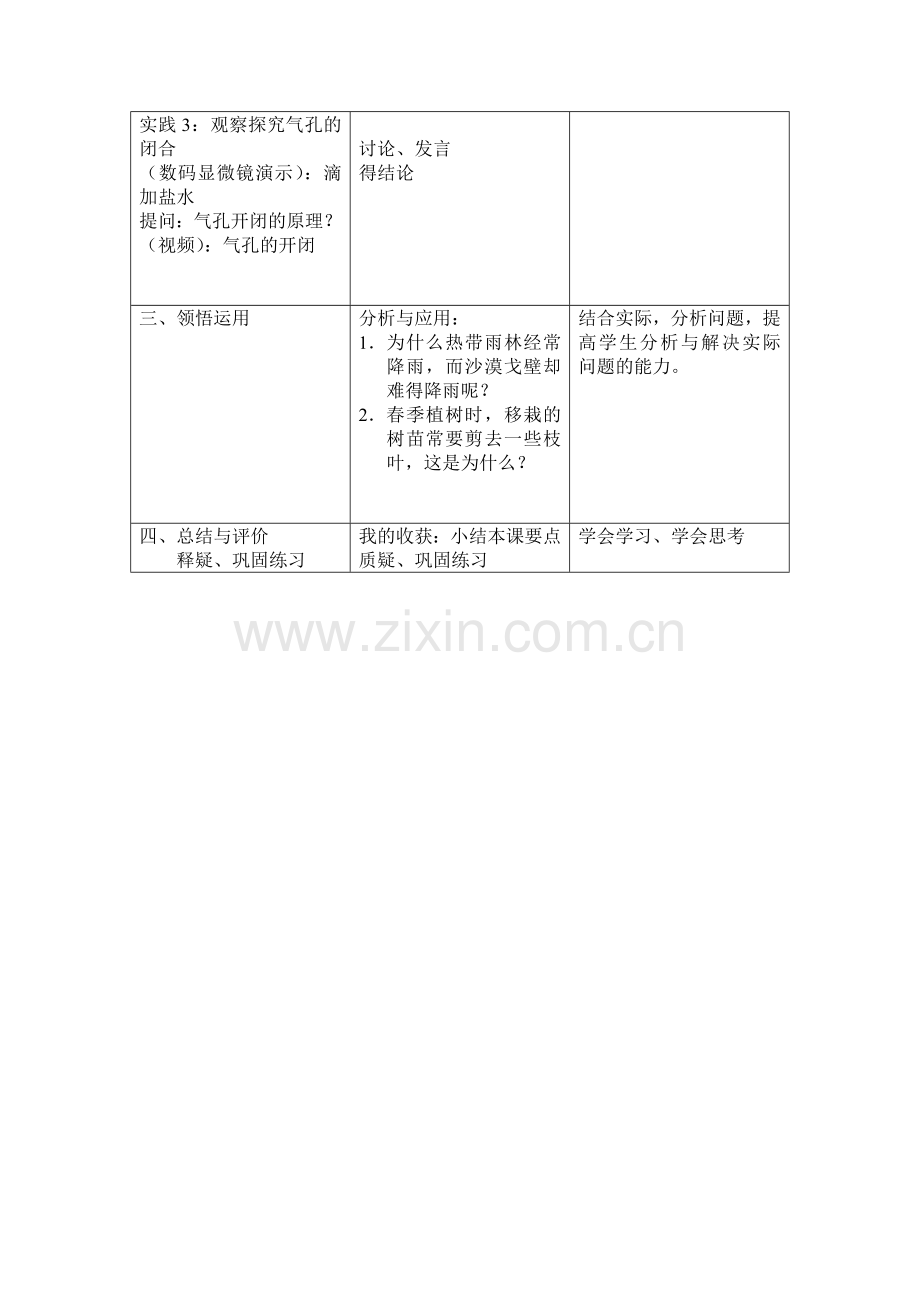 绿色植物与生物圈中的水循环（教案）.doc_第2页