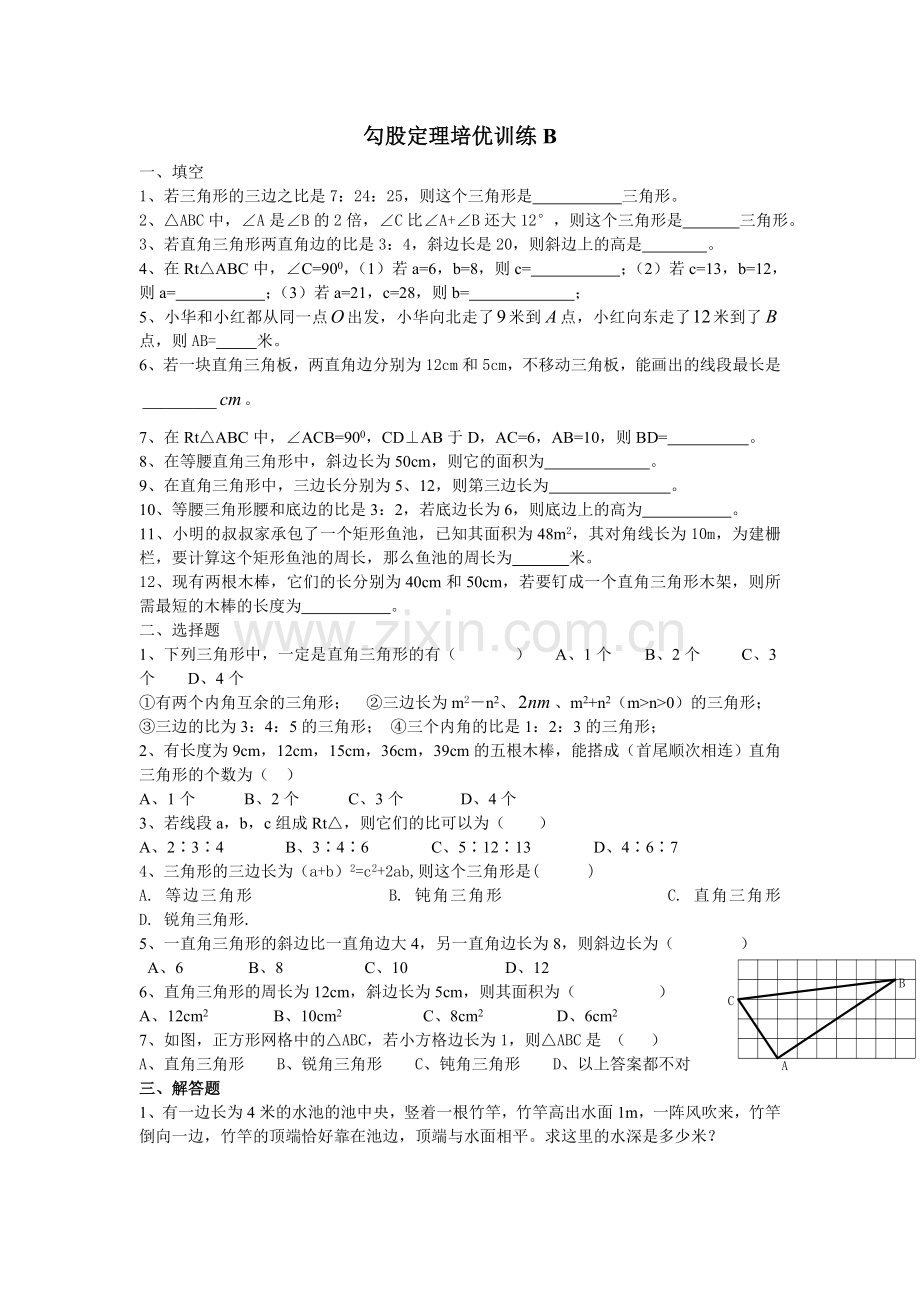 勾股定理培优训练B.doc_第1页