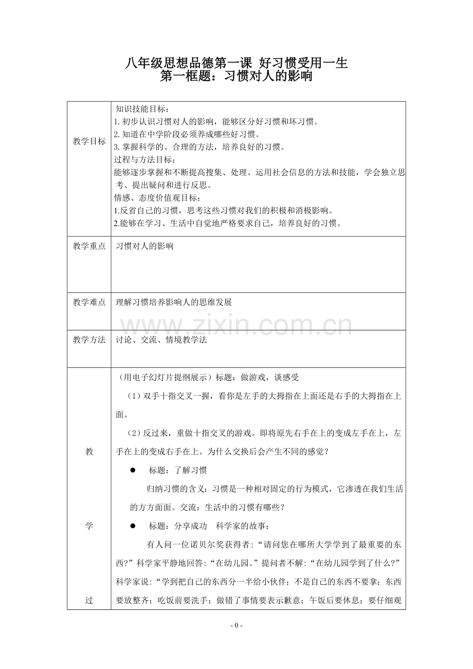 习惯对人的影响教学设计.doc_第1页