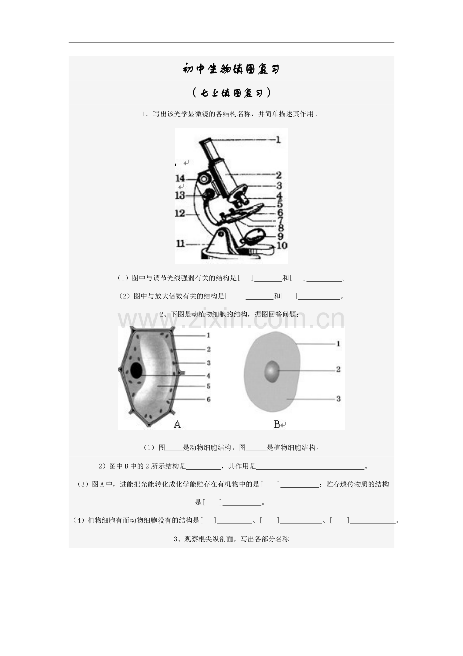 初中生物填图复习.doc_第1页