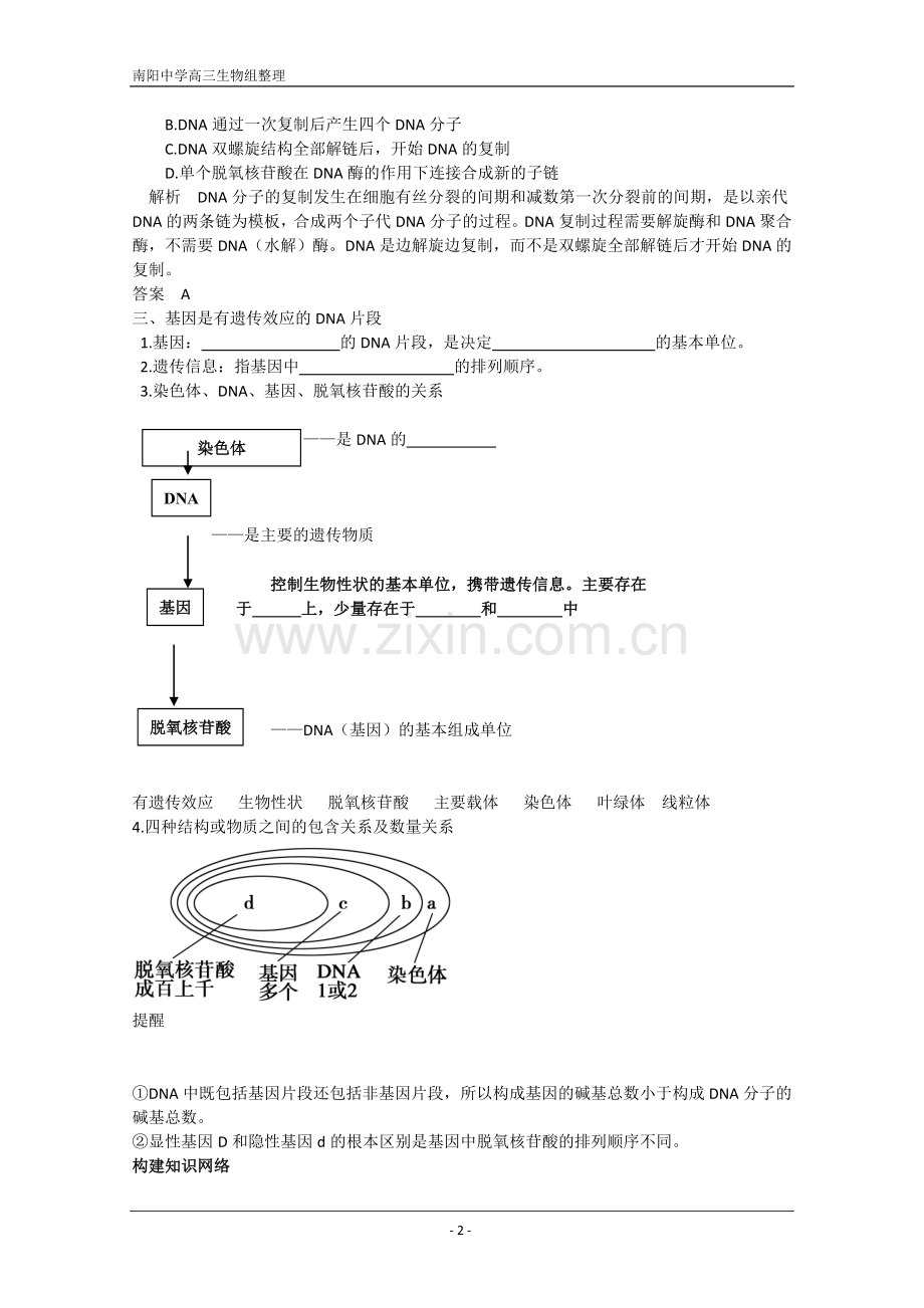 DNA分子的结构、复制及基因是有遗传效应的DNA片断(人教版必修二).doc_第2页