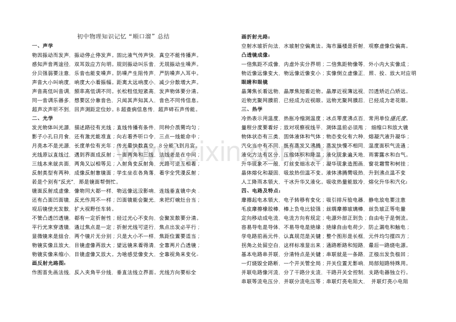 初中物理顺口溜.doc_第1页