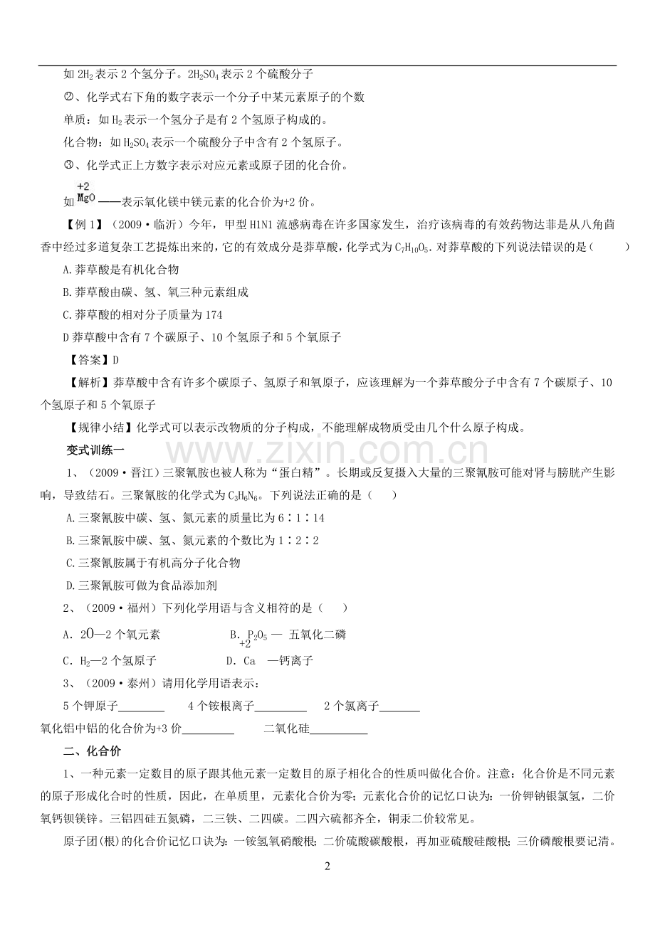 初中化学复习专题三_化学用语.doc_第2页