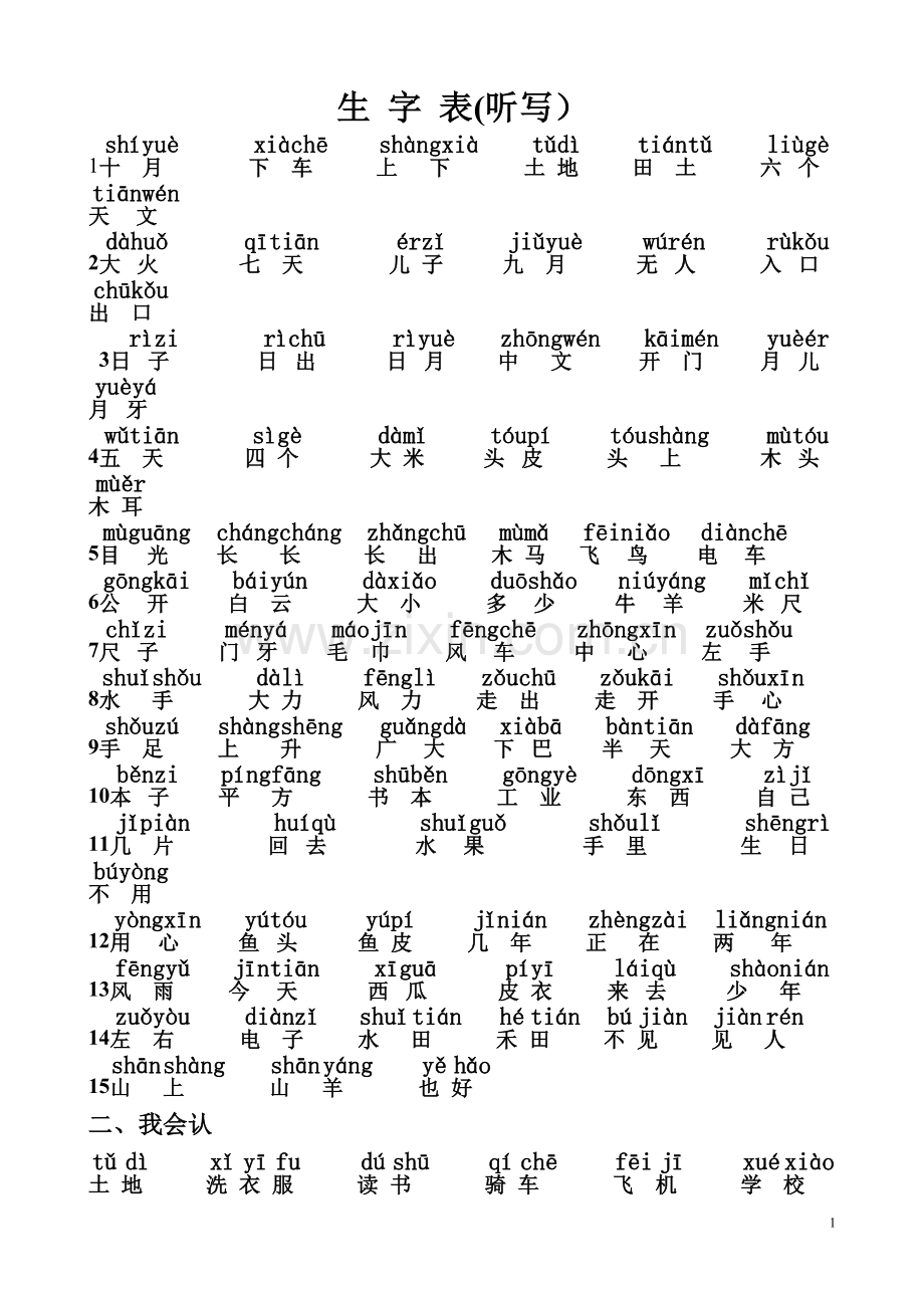 一年级上册复习资料.doc_第1页