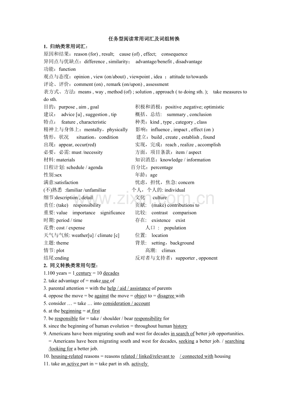 任务型阅读常用词汇及词组转换.doc_第1页