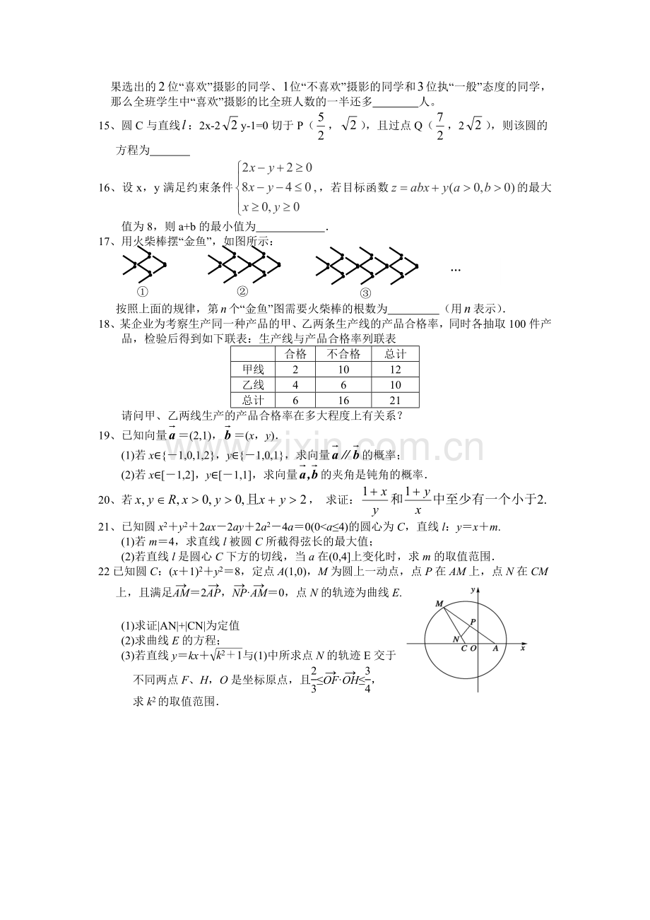 致远中学高二年级文科数学滚动练习题十一.doc_第2页