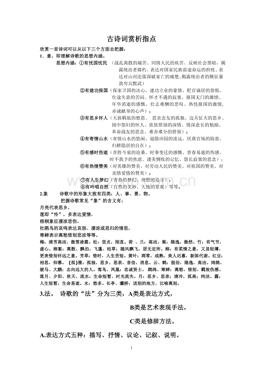 古诗词赏析指点.doc_第1页