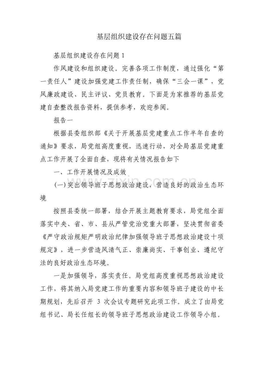 基层组织建设存在问题五篇.pdf_第1页