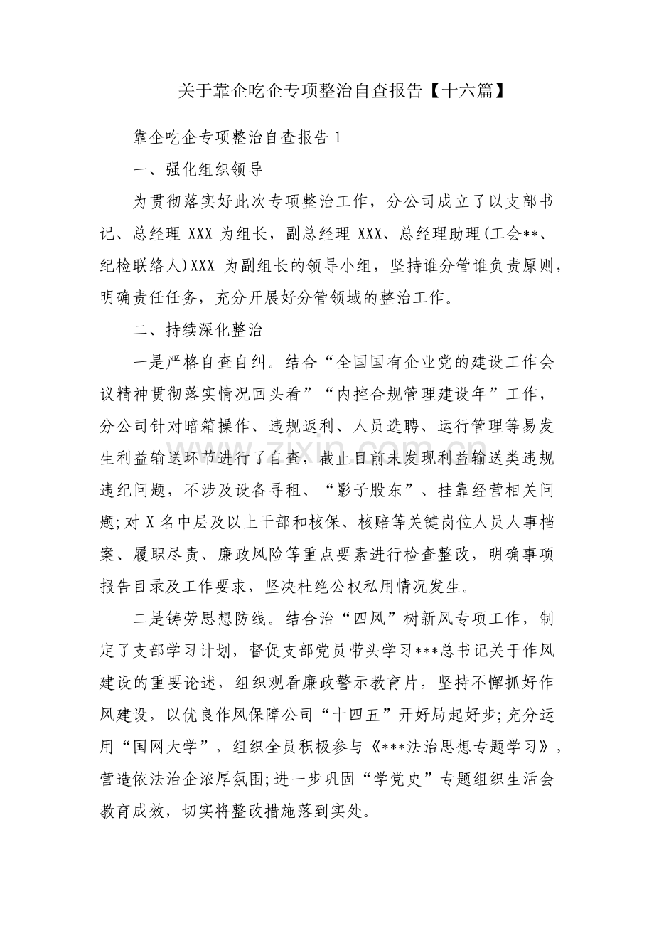 关于靠企吃企专项整治自查报告【十六篇】.pdf_第1页