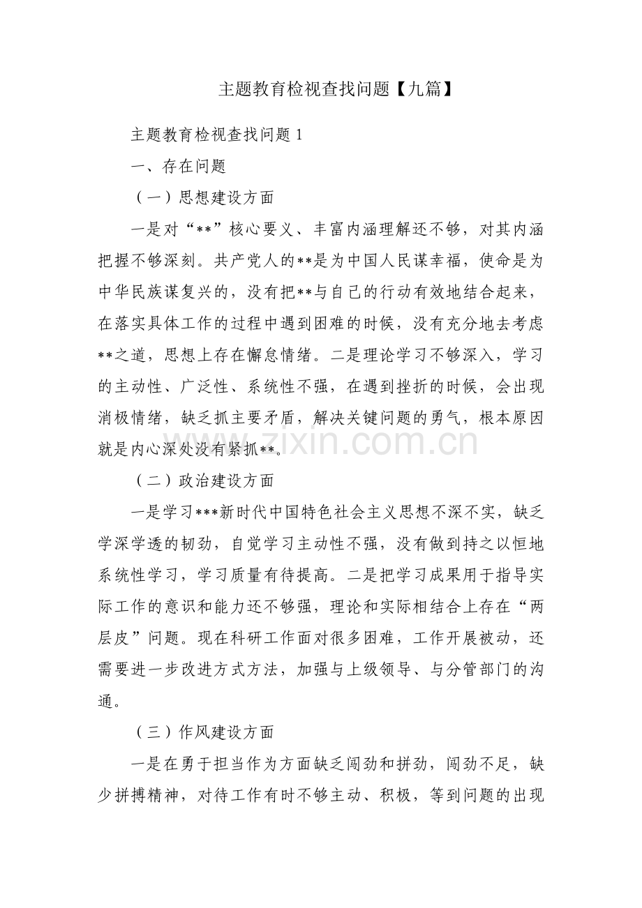 主题教育检视查找问题【九篇】.pdf_第1页