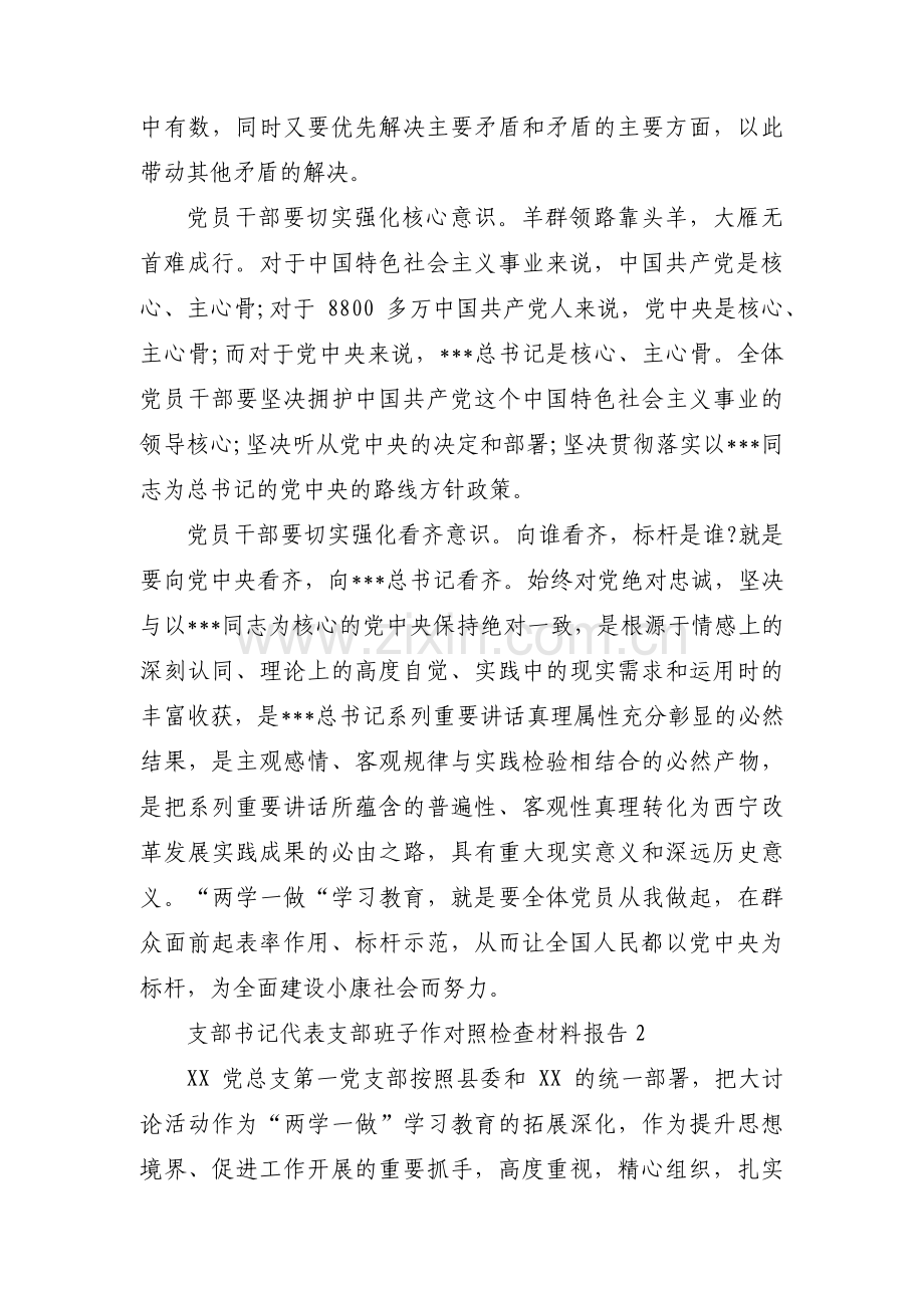 支部书记代表支部班子作对照检查材料报告15篇.pdf_第2页