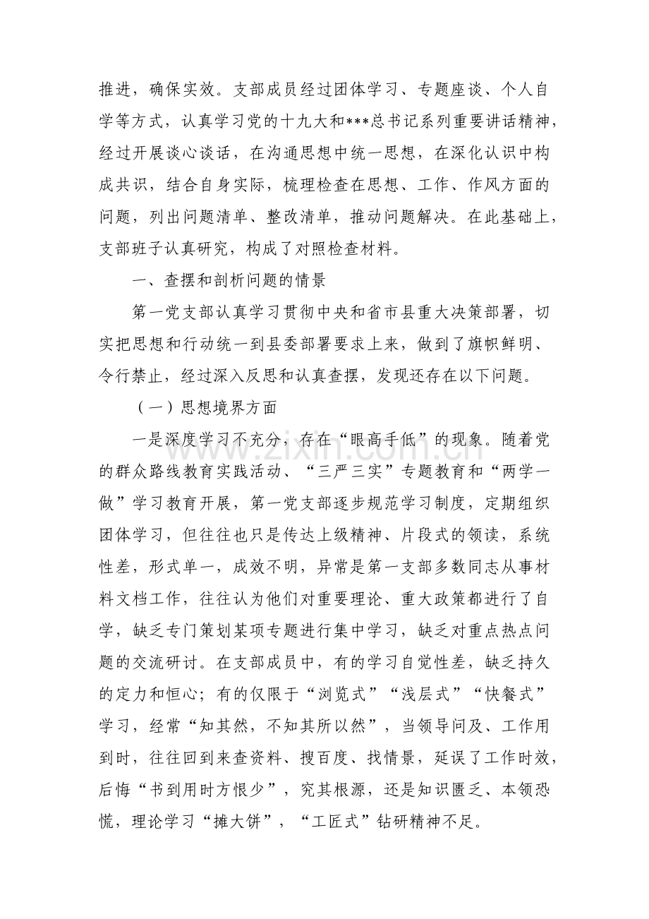 支部书记代表支部班子作对照检查材料报告15篇.pdf_第3页