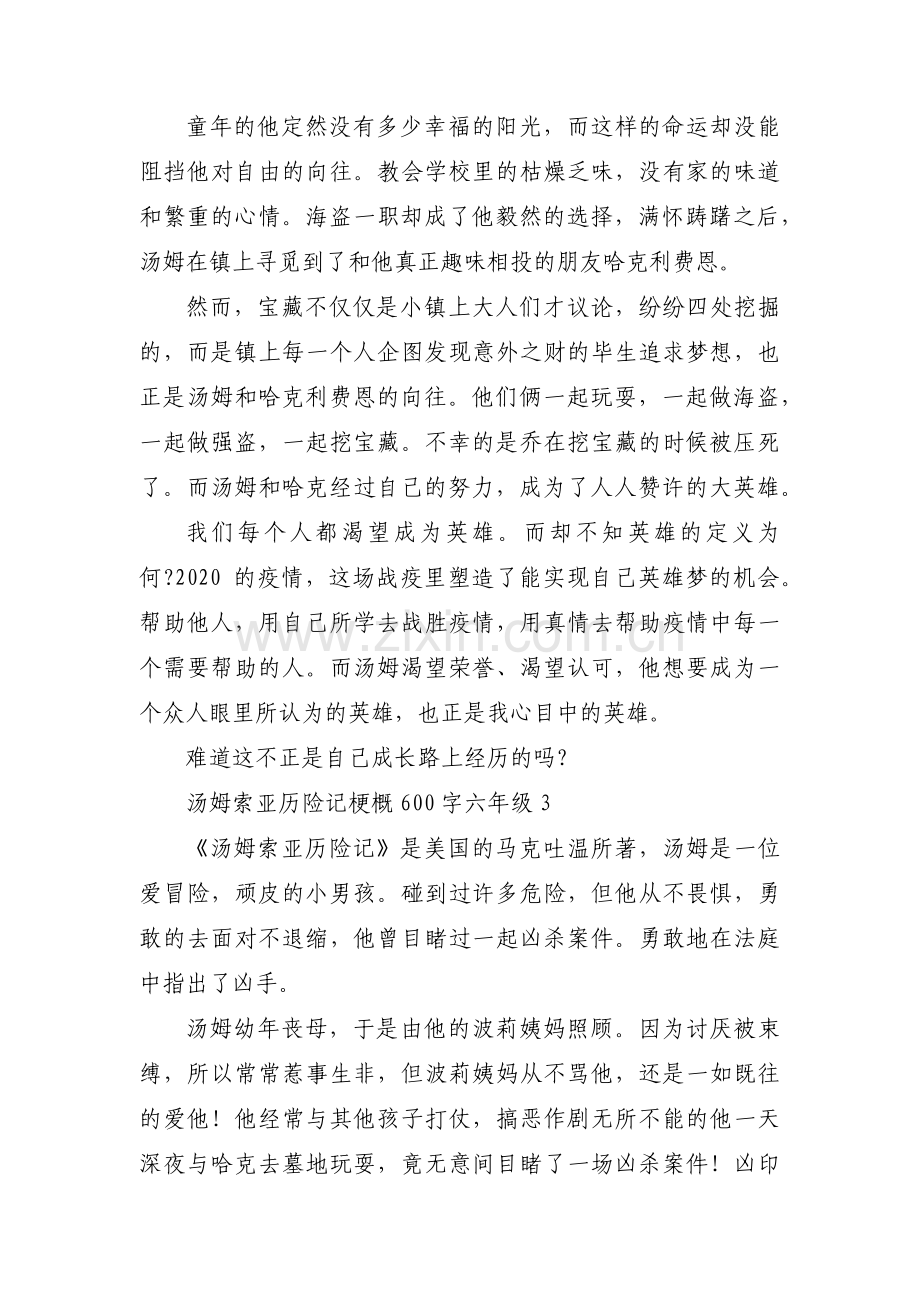 汤姆索亚历险记梗概600字六年级(通用3篇).pdf_第3页