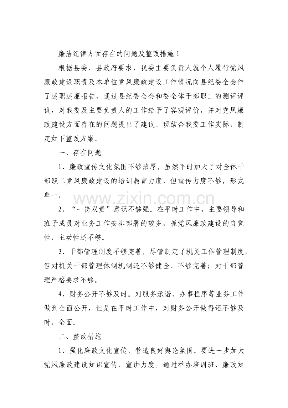 廉洁纪律方面存在的问题及整改措施范文(9篇).pdf_第1页