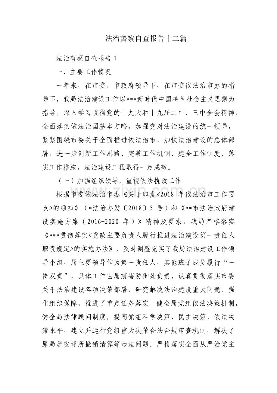 法治督察自查报告十二篇.pdf_第1页