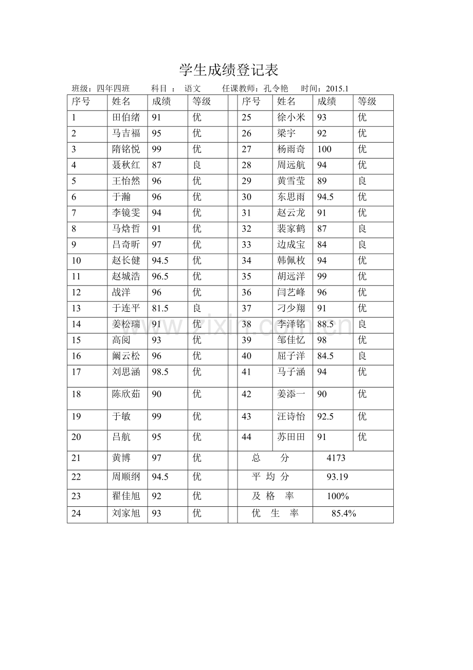 学生成绩登记表.doc_第1页