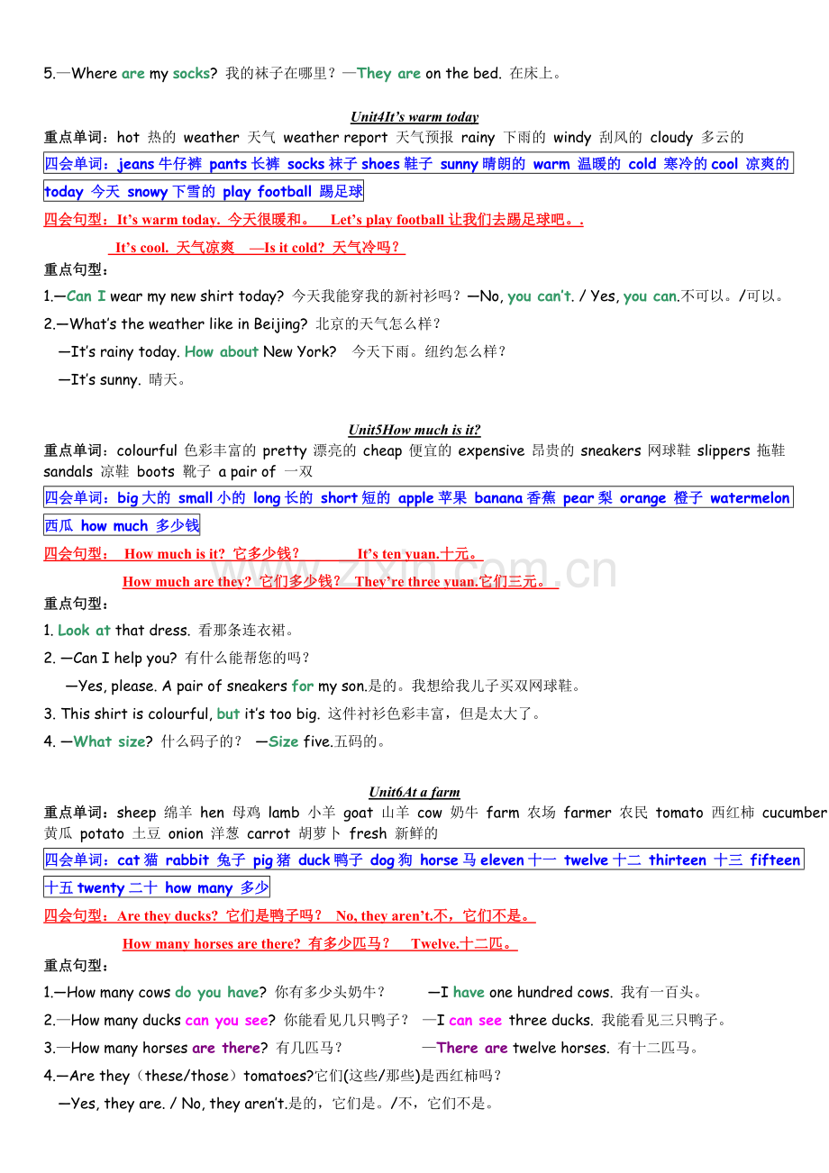 PEP小学英语四年级下册知识点归纳.doc_第2页