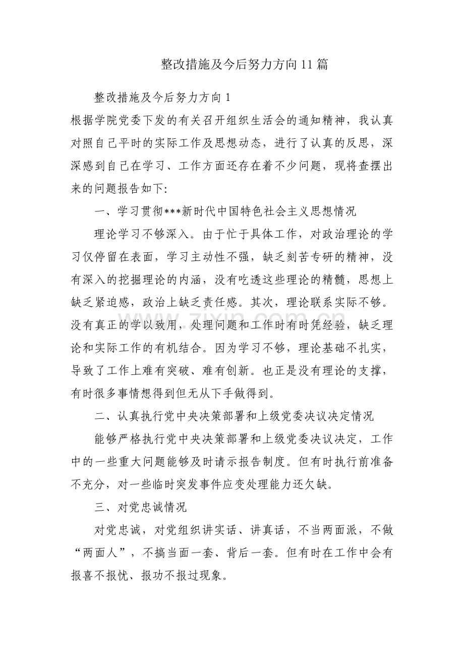 整改措施及今后努力方向11篇.pdf_第1页