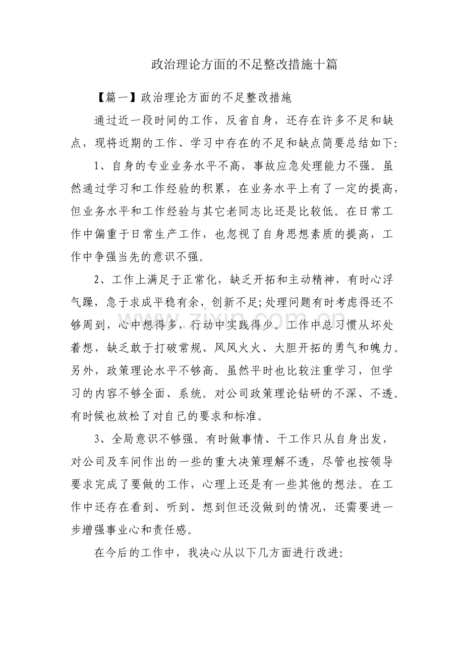 政治理论方面的不足整改措施十篇.pdf_第1页