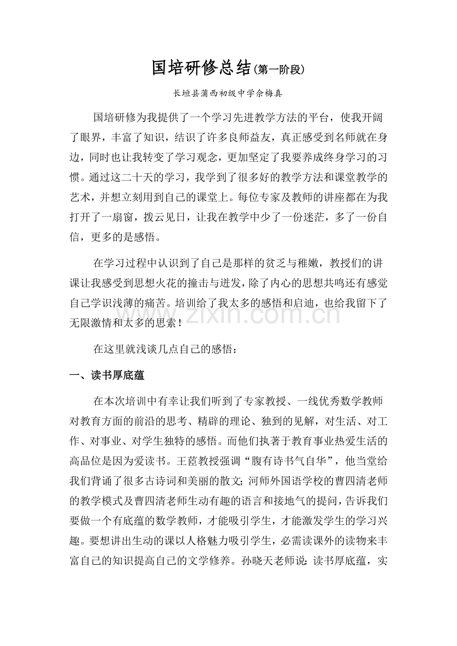 长垣美子第一阶段研修总结文档.docx_第1页