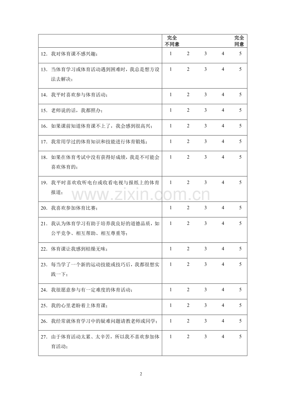 小学生体育学习兴趣调查问卷.doc_第2页