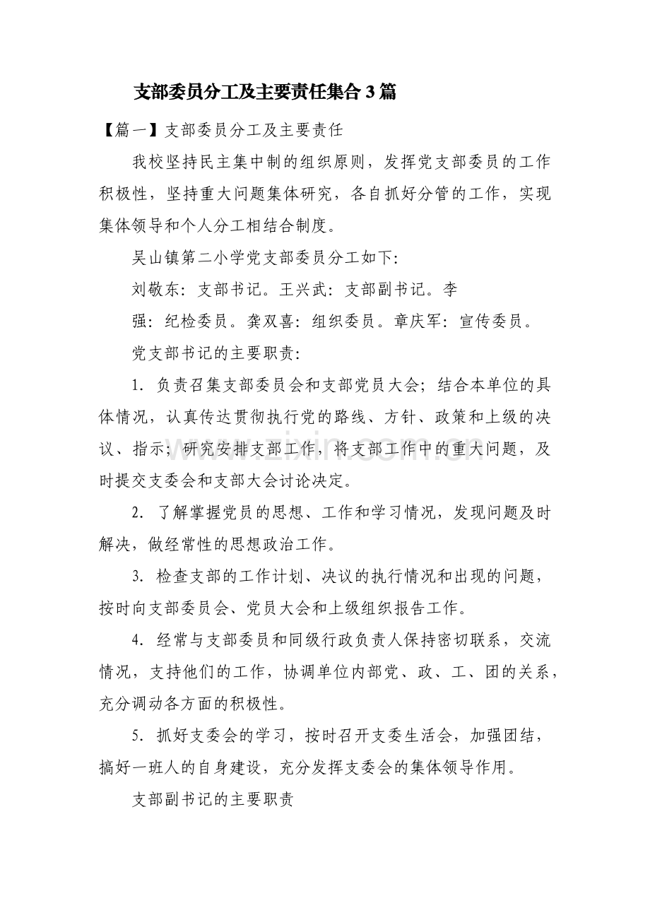 支部委员分工及主要责任集合3篇.pdf_第1页