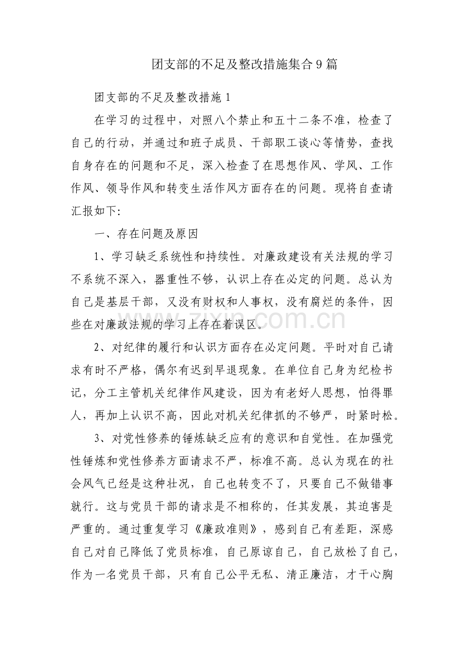 团支部的不足及整改措施集合9篇.pdf_第1页