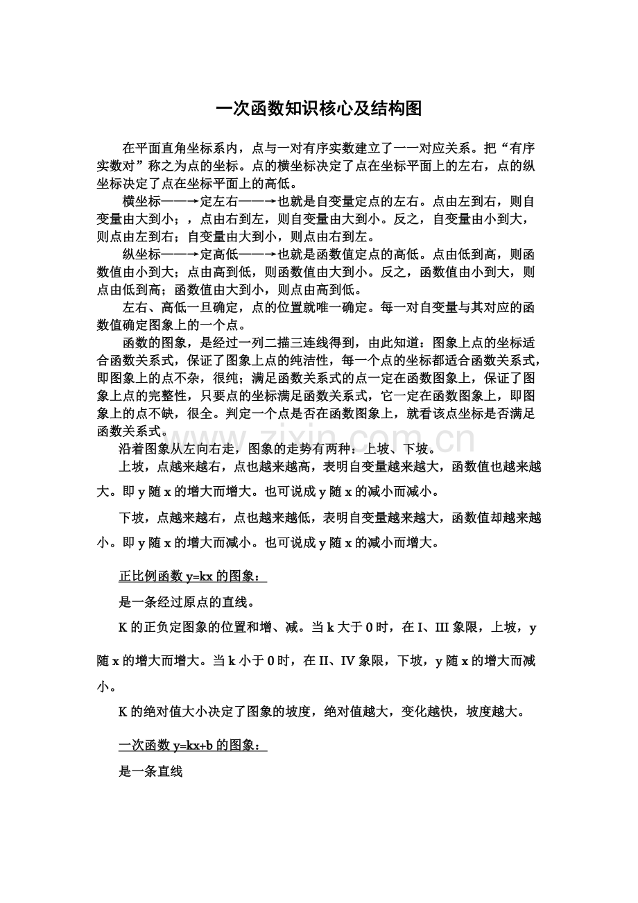 一次函数知识核心及结构图.doc_第1页