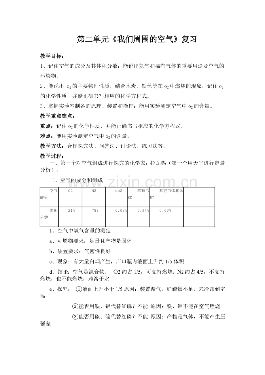 九年级化学第二单元复习教案.doc_第1页