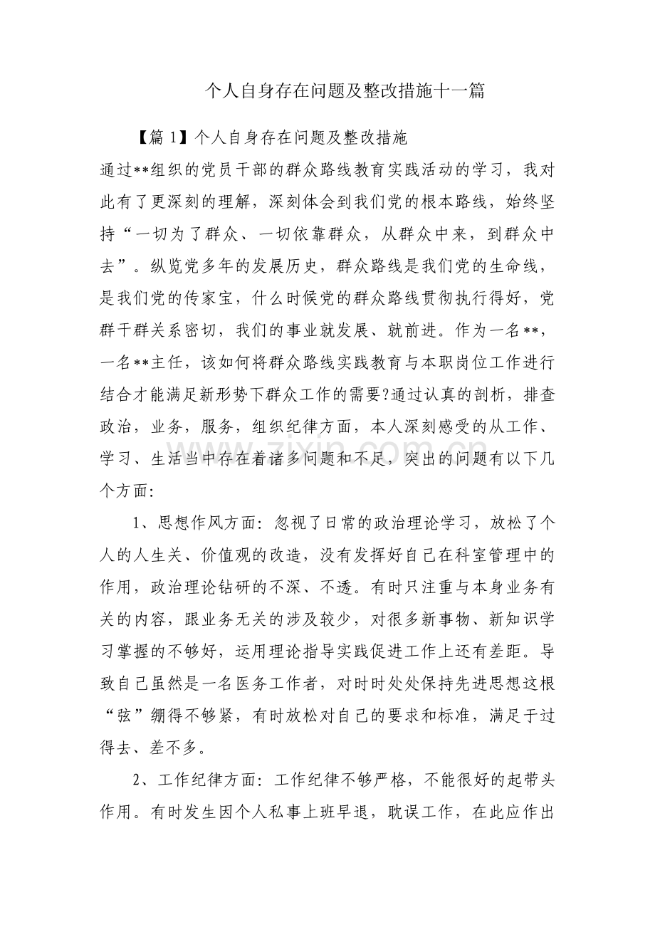 个人自身存在问题及整改措施十一篇.pdf_第1页